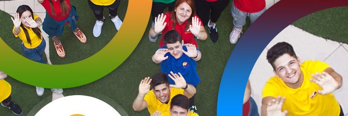 Interantional School Savremena's students forming peace sign